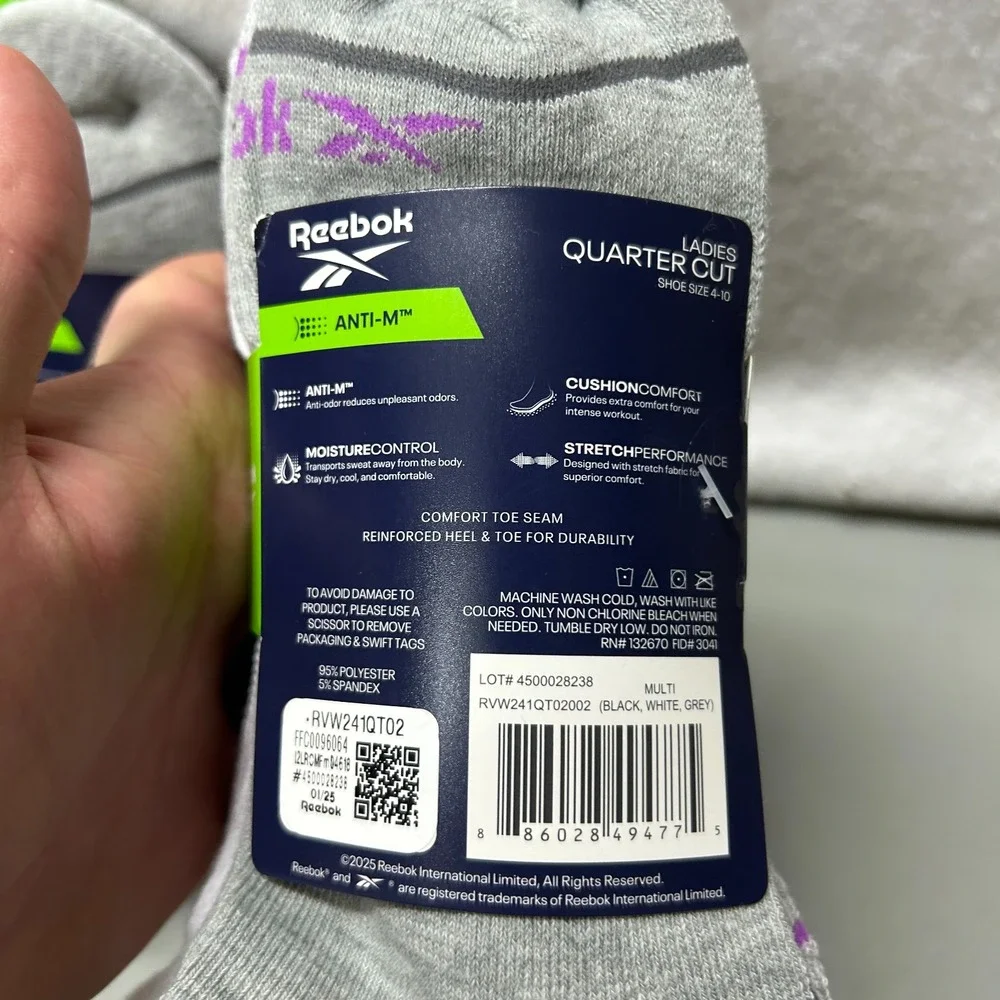 Reebok Womens Size 4-10 Tech Series 6 Pack Ankle Socks Lot of 2